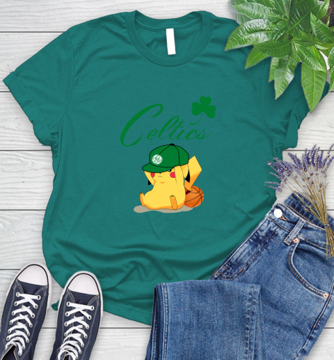 NBA Pikachu Basketball Sports Boston Celtics Women's T-Shirt 12