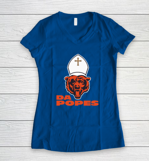 Chicago Bears Da Popes Women's V-Neck T-Shirt 5