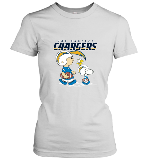 Los Angeles Chargers Let's Play Football Together Snoopy NFL Women's T-Shirt