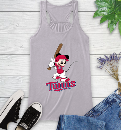 MLB Baseball Minnesota Twins Cheerful Mickey Mouse Shirt Racerback Tank 5
