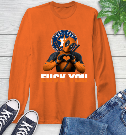 MLB Houston Astros Deadpool Love You Fuck You Baseball Sports Long Sleeve T-Shirt 4