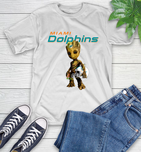 Miami Dolphins NFL Football Groot Marvel Guardians Of The Galaxy T-Shirt