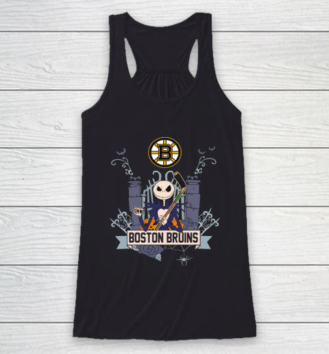 NHL Boston Bruins Hockey Jack Skellington Halloween Racerback Tank
