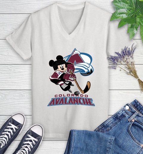NHL Colorado Avalanche Mickey Mouse Disney Hockey T Shirt Women's V-Neck T-Shirt