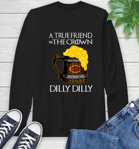 MLB Cincinnati Reds A True Friend Of The Crown Game Of Thrones Beer Dilly Dilly Baseball Long Sleeve T-Shirt