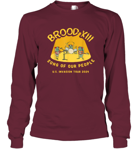 Cicada Brood XIII Invasion 2024 Cicada Long Sleeve T-Shirt lrjz cicada brood xiii invasion 2024 cicada long sleeve tee 14 front maroon