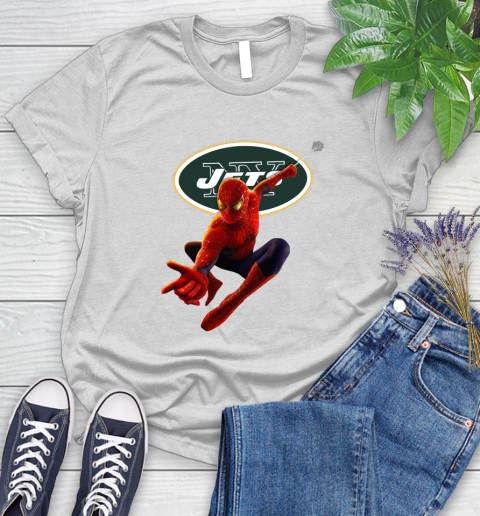 NFL Spider Man Avengers Endgame Football New York Jets Women's T-Shirt