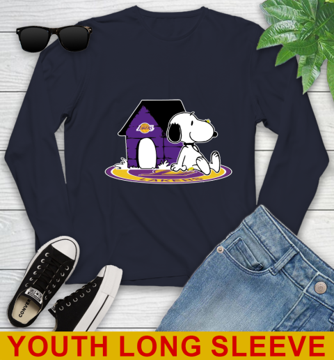NBA Basketball Los Angeles Lakers Snoopy The Peanuts Movie Shirt Youth Long Sleeve 3