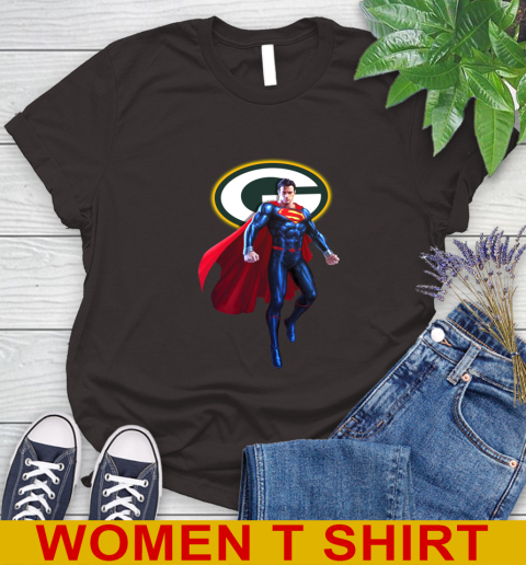NFL Superman DC Sports Football Green Bay Packers Women's T-Shirt 8