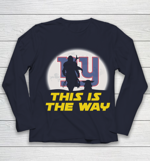New York Giants NFL Football Star Wars Yoda And Mandalorian This Is The Way Youth Long Sleeve 2