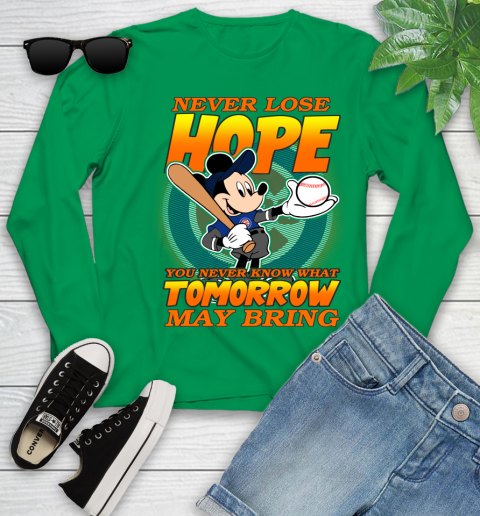 Chicago Cubs MLB Baseball Mickey Disney Never Lose Hope Youth Long Sleeve 7