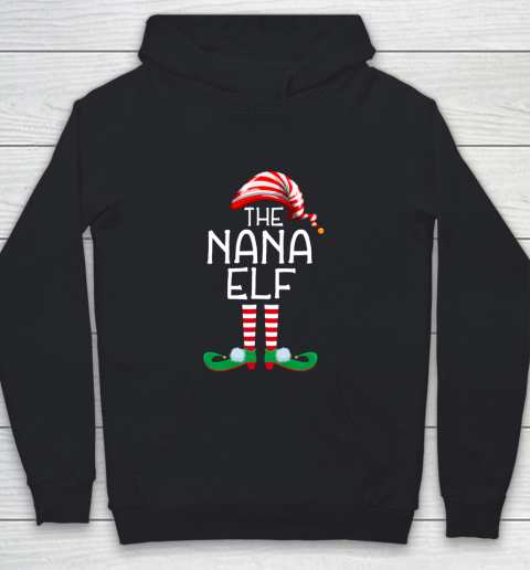 The Nana Elf Family Matching Group Christmas Gift Grandma Youth Hoodie