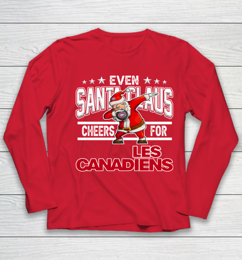 Montreal Canadiens Even Santa Claus Cheers For Christmas NHL Youth Long Sleeve 8