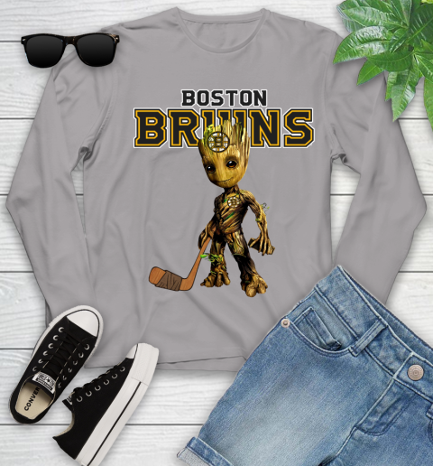 Boston Bruins NHL Hockey Groot Marvel Guardians Of The Galaxy Youth Long Sleeve 5