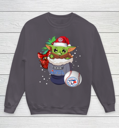 Toronto Blue Jays Christmas Baby Yoda Star Wars Funny Happy MLB Youth Sweatshirt 6