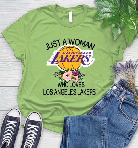 NBA Just A Woman Who Loves Los Angeles Lakers Basketball Sports Women's T-Shirt 7