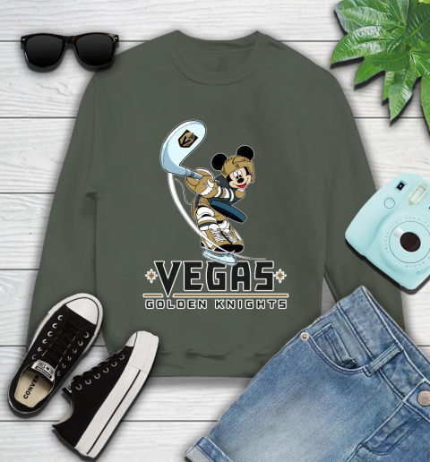 NHL Hockey Vegas Golden Knights Cheerful Mickey Mouse Shirt Youth Sweatshirt 9