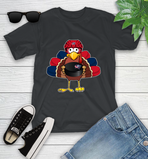 Columbus Blue Jackets Turkey Thanksgiving Day Youth T-Shirt 2