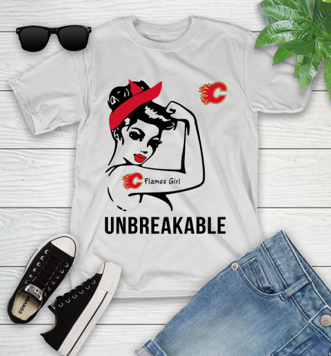 NHL Calgary Flames Girl Unbreakable Hockey Sports Youth T-Shirt