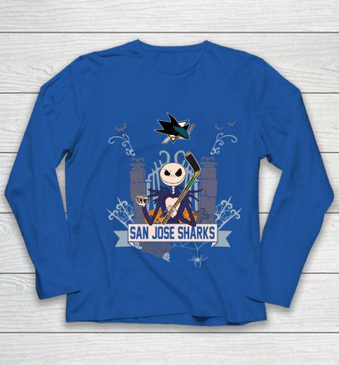 NHL San Jose Sharks Hockey Jack Skellington Halloween Youth Long Sleeve 7