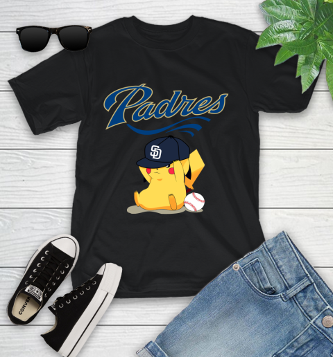 MLB Pikachu Baseball Sports San Diego Padres Youth T-Shirt 2