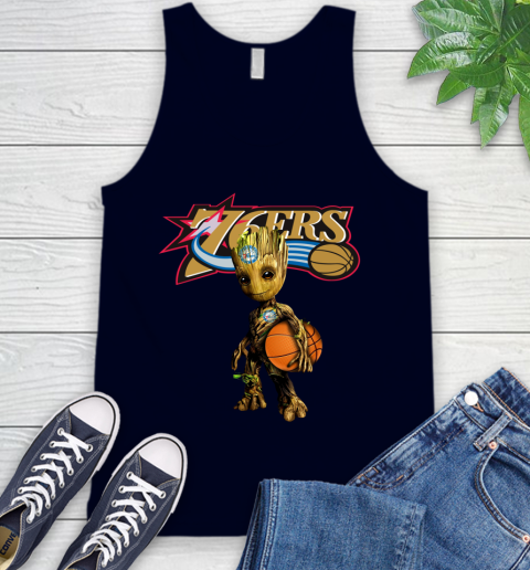 Philadelphia 76ers NBA Basketball Groot Marvel Guardians Of The Galaxy Tank Top 3