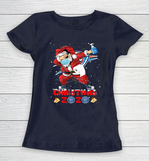 Oklahoma City Thunder Funny Santa Claus Dabbing Christmas 2020 NBA Women's T-Shirt 2