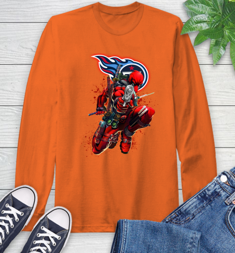 NFL Deadpool Marvel Comics Sports Football Tennessee Titans Long Sleeve T-Shirt 5