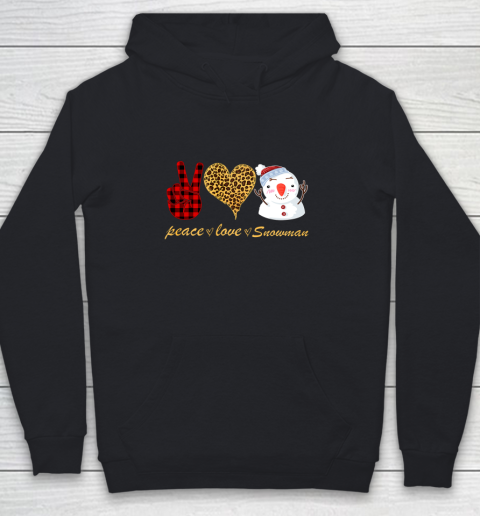 Christmas Peace Love Leopard Heeart Xmas Snowman Gifts Youth Hoodie