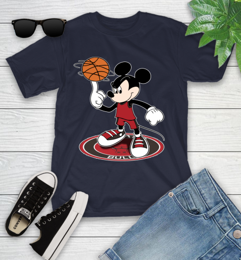 NBA Basketball Chicago Bulls Cheerful Mickey Disney Shirt Youth T-Shirt 3