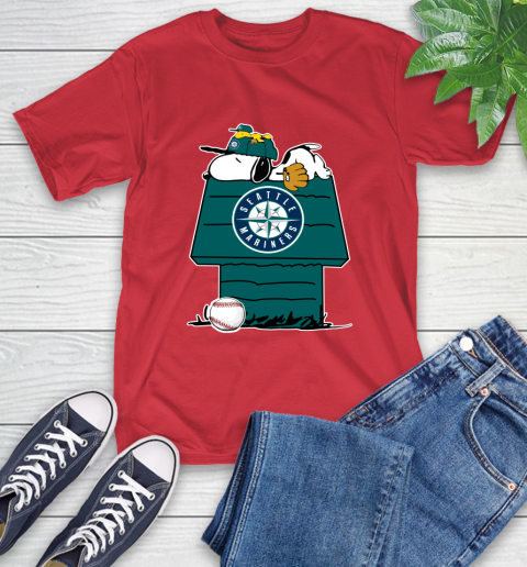 MLB Seattle Mariners Snoopy Woodstock The Peanuts Movie Baseball T Shirt T-Shirt 10