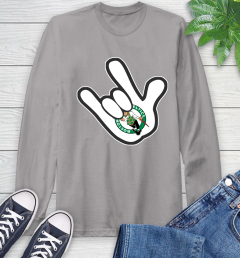 Boston Celtics NBA Basketball Mickey Rock Hand Disney Long Sleeve T-Shirt 6