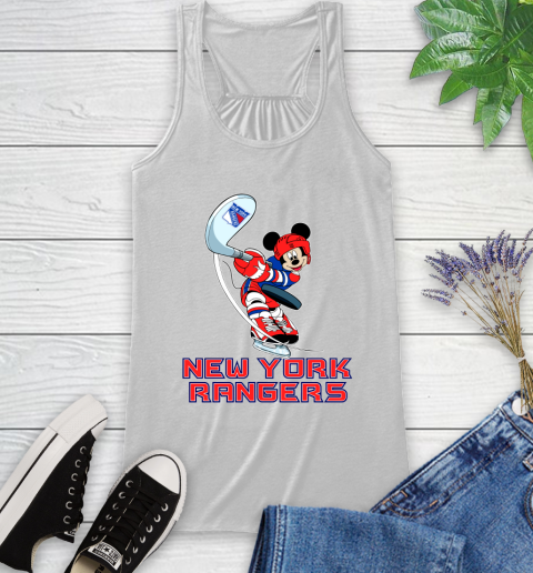 NHL Hockey New York Rangers Cheerful Mickey Mouse Shirt Racerback Tank 2