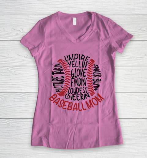 Mother's Day Funny Gift Ideas Apparel  Baseball Mom 2 T Shirt Women's V-Neck T-Shirt 8