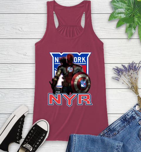 NHL Captain America Thor Spider Man Hawkeye Avengers Endgame Hockey New York Rangers Racerback Tank 8