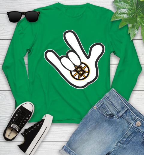 Boston Bruins NHL Hockey Mickey Rock Hand Disney Youth Long Sleeve 6