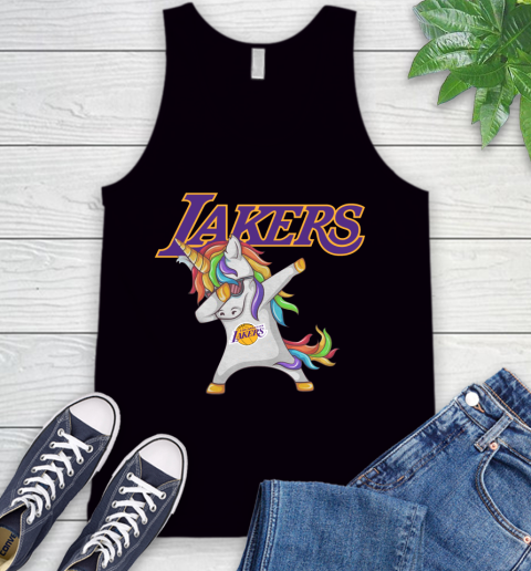 Los Angeles Lakers NBA Basketball Funny Unicorn Dabbing Sports Tank Top 2