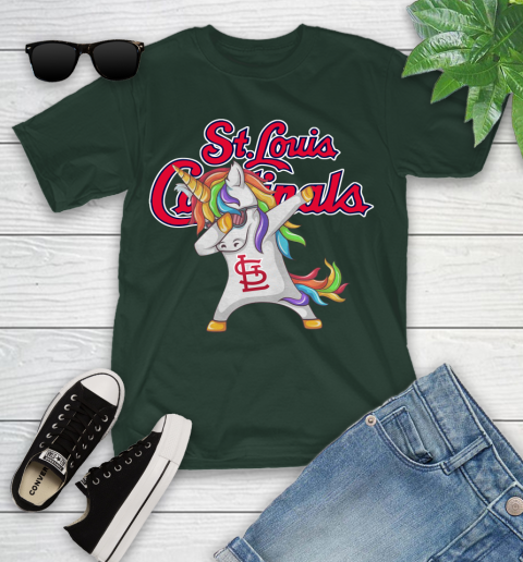 St.Louis Cardinals MLB Baseball Funny Unicorn Dabbing Sports Youth T-Shirt 5