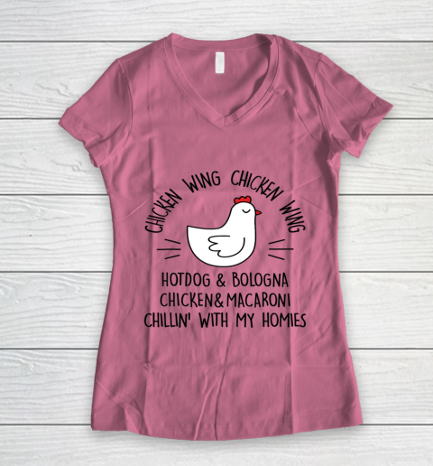 Viral Chicken Wing Chicken Wing Hot Dog Bologna Song Lyric Women's V-Neck T-Shirt 7
