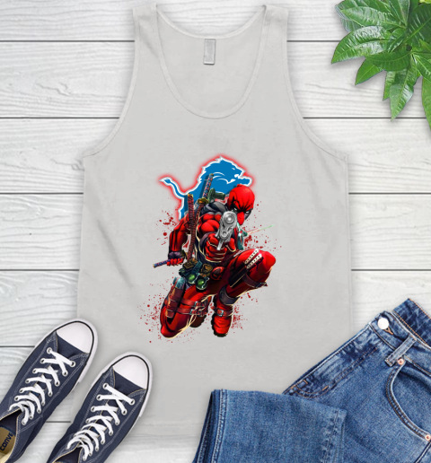 NFL Deadpool Marvel Comics Sports Football Detroit Lions Tank Top