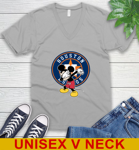 Houston Astros MLB Baseball Dabbing Mickey Disney Sports V-Neck T-Shirt 4