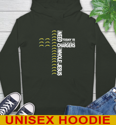 NFL All I Need Today Is A Little Bit Of Los Angeles Chargers Cross Shirt Hoodie 12