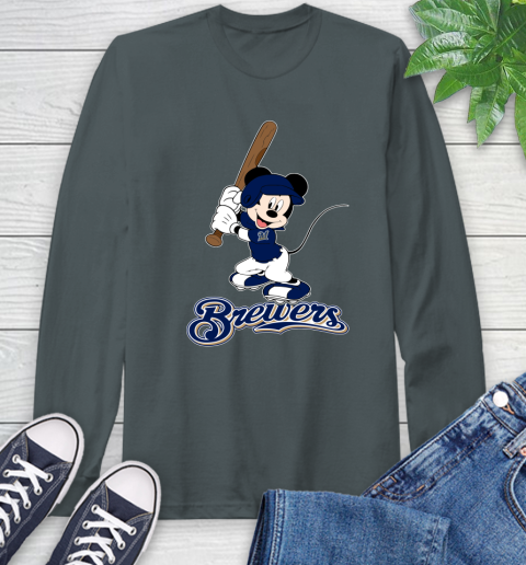 MLB Baseball Milwaukee Brewers Cheerful Mickey Mouse Shirt Long Sleeve T-Shirt 7