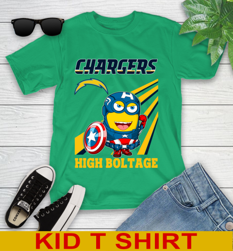 NFL Football Los Angeles Chargers Captain America Marvel Avengers Minion Shirt Youth T-Shirt 7