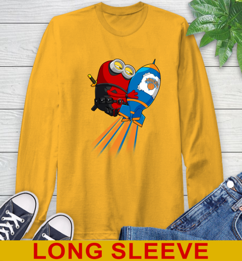 NBA Basketball New York Knicks Deadpool Minion Marvel Shirt Long Sleeve T-Shirt 2