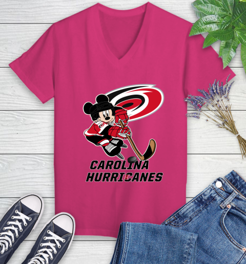 NHL Carolina Hurricanes Mickey Mouse Disney Hockey T Shirt Women's V-Neck T-Shirt 9