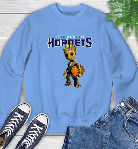 Charlotte Hornets NBA Basketball Groot Marvel Guardians Of The Galaxy Sweatshirt 11