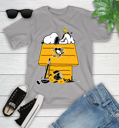 Pittsburgh Penguins NHL Hockey Snoopy Woodstock The Peanuts Movie Youth T-Shirt 4