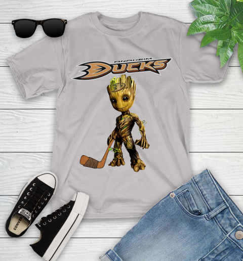 Anaheim Ducks NHL Hockey Groot Marvel Guardians Of The Galaxy Youth T-Shirt 12