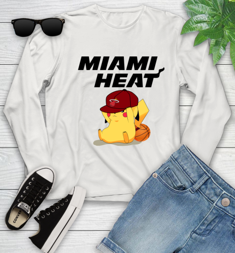 NBA Pikachu Basketball Sports Miami Heat Youth Long Sleeve 12